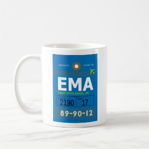 East Midlands（英国） - EMA Airport Code（EMA空港コード） コーヒーマグカップ