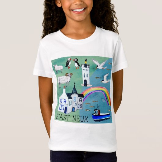EAST NEUK Fife Scotland Waterカラーマップアート Tシャツ (正面)