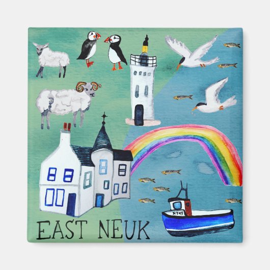 East Neuk of Fife Scotland Water Color Art マグネット (正面)