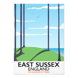 East Sussex, England train poster フォトプリント