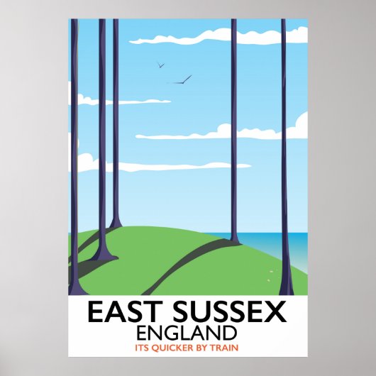 East Sussex, England train poster ポスター (正面)