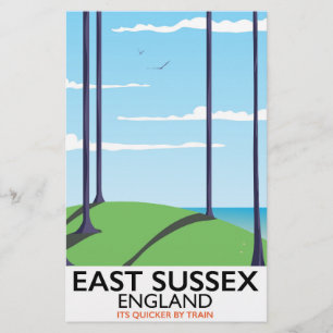 East Sussex, England train poster 便箋