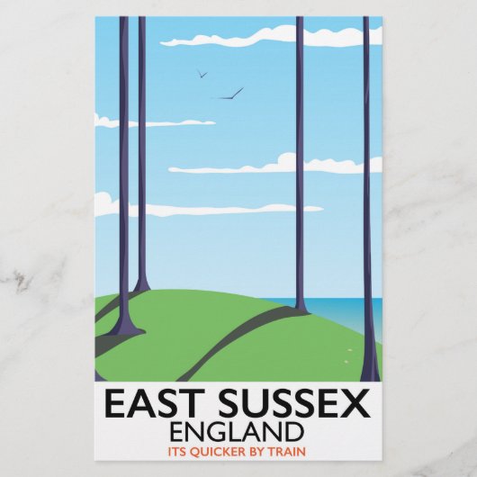 East Sussex, England train poster 便箋 (正面)