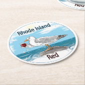 "EastCoasters" RIレッド紙コースターセット ラウンドペーパーコースター (アングル)