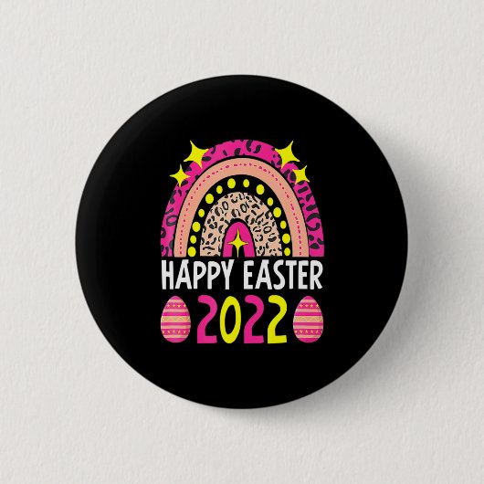 Easter 2022 rainbow cute happy easter 2022 women 缶バッジ (正面)