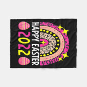Easter 2022 rainbow cute happy easter 2022 women m フリースブランケット (正面(横))