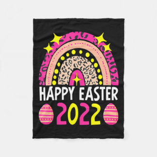 Easter 2022 rainbow cute happy easter 2022 women m フリースブランケット