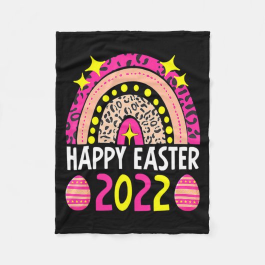 Easter 2022 rainbow cute happy easter 2022 women m フリースブランケット (正面)