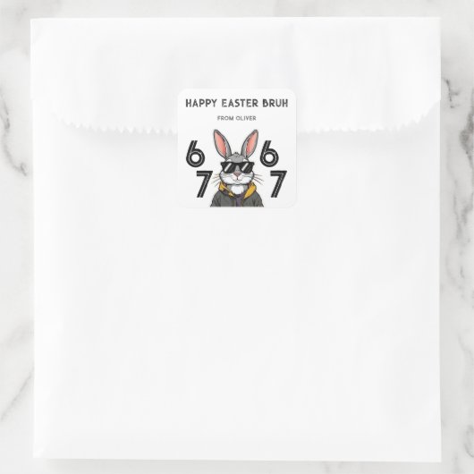 Easter 67 Six Seven Fun Cool Boys School Class スクエアシール (バッグ)