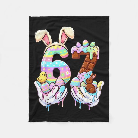 Easter 67 Six Seven Funny Gen Alpha Meme Drip Boys フリースブランケット (正面)