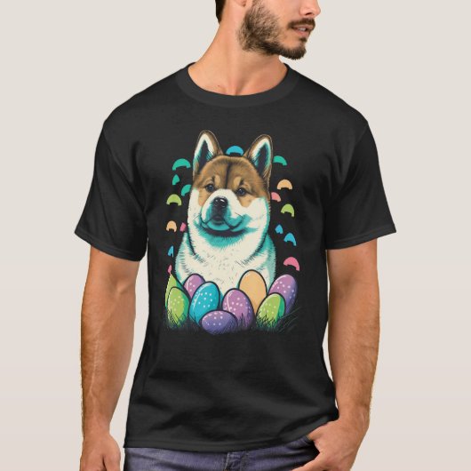 Easter Akita Inu Bunny Eggs Dog on Easter Akita In Tシャツ (正面)