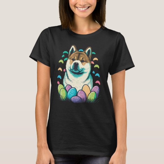Easter Akita Inu Bunny Eggs Dog on Easter Akita In Tシャツ (正面)