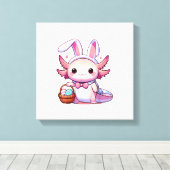 Easter Axolotl Bunny Ears Eggs T-Shirt キャンバスプリント (インサイチュ (ウッドフロア))
