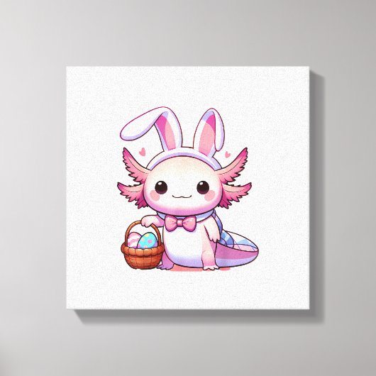 Easter Axolotl Bunny Ears Eggs T-Shirt キャンバスプリント (正面)
