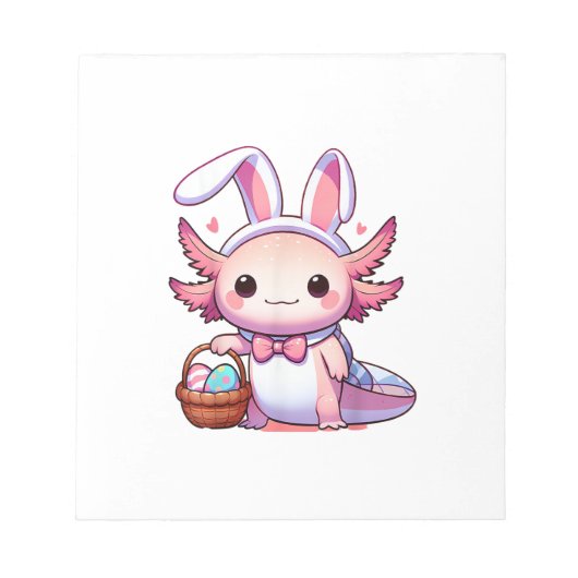 Easter Axolotl Bunny Ears Eggs T-Shirt ノートパッド (正面)