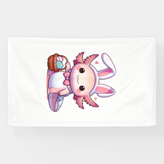 Easter Axolotl Bunny Ears Eggs T-Shirt 横断幕 (横)