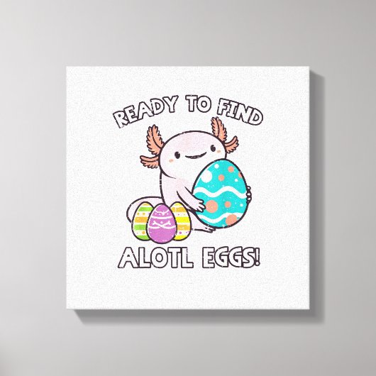 Easter Axolotl Ready To Find Alotl Eggs Hunt Boys  キャンバスプリント (正面)