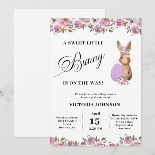 Easter Baby Shower 招待状 (正面/裏面)