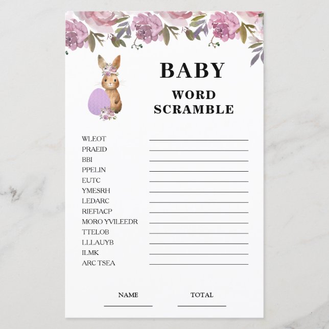 Easter  Baby Shower Scramble Game (正面)