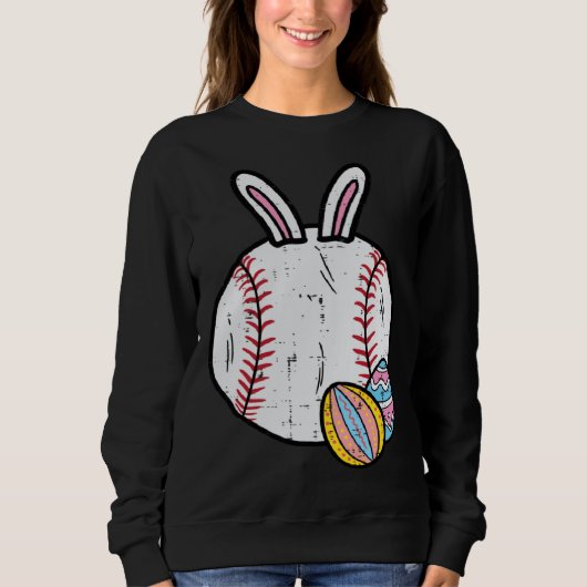 Easter Baseball Bunny Sports Men Boys Kids Toddler スウェットシャツ (正面)