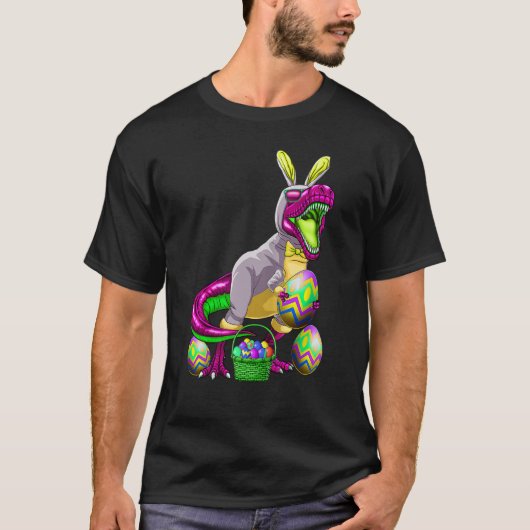 Easter Basket Bunny Dinosaur Shirt Egg Rex Kids Bo Tシャツ (正面)