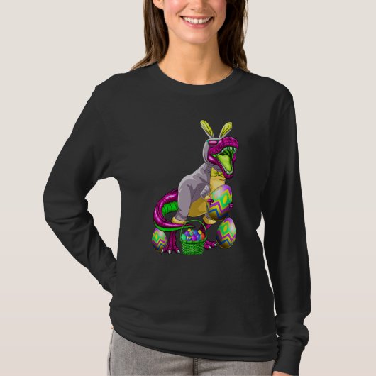 Easter Basket Bunny Dinosaur Shirt Egg Rex Kids Bo Tシャツ (正面)