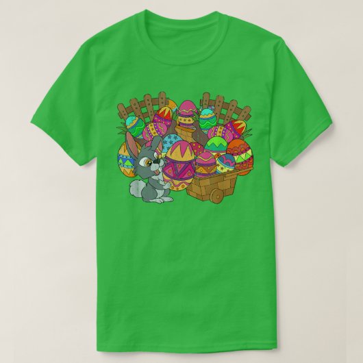 Easter Basket Cute Easter Eggs Bunny Rabbit Happy Tシャツ (デザイン正面)