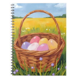 Easter Basket Egg Hunt Pastel Watercolor ノートブック