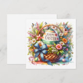 Easter Basket Eggs & Spring Flowers シーズンカード (正面/裏面)