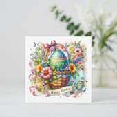 Easter Basket Eggs & Spring Flowers シーズンカード (スタンド正面)