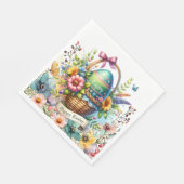 Easter Basket Eggs & Spring Flowers スタンダードランチョンナプキン (角)