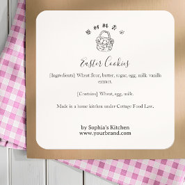 Easter Basket Minimalist Bakery Ingredient Product スクエアシール