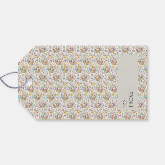 Easter Basket & Spring Floral Pattern ギフトタグ (裏面横)