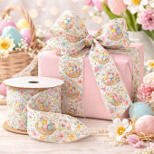 Easter Basket & Spring Floral Pattern サテンリボン