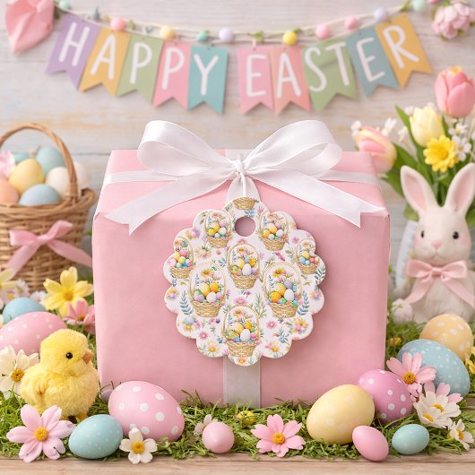Easter Basket & Spring Floral Pattern フェイバータグ