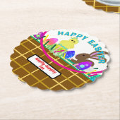 Easter Basket Yellow Blue Chick Egg Rabbit ペーパーコースター (アングル)