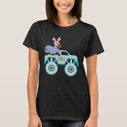 Easter Bearded Dragon Bunny Riding Monster Truck T Tシャツ (正面)