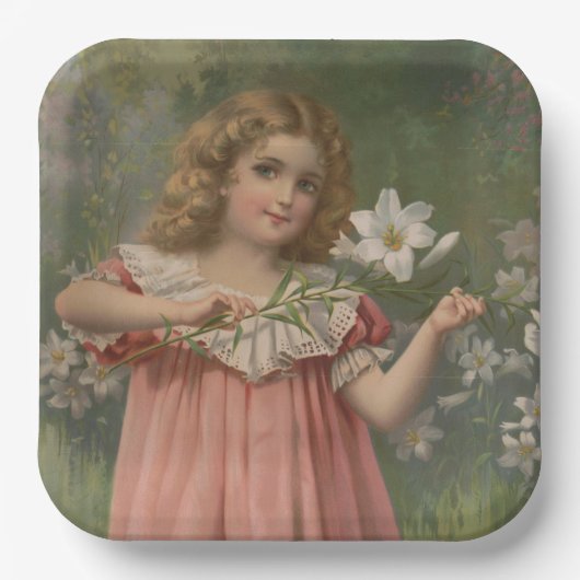 Easter Beauties, Vintage Illustration, 1898 ペーパープレート (正面)