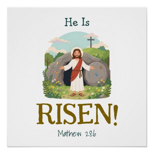 Easter Bible Verse Kids Christian Scripture ポスター (正面)