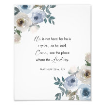 Easter Bible Verse Wall Art Matthew 28:6 Floral