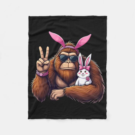 Easter Bigfoot Bunny Funny Easter Day Sasquatch Bo フリースブランケット (正面)