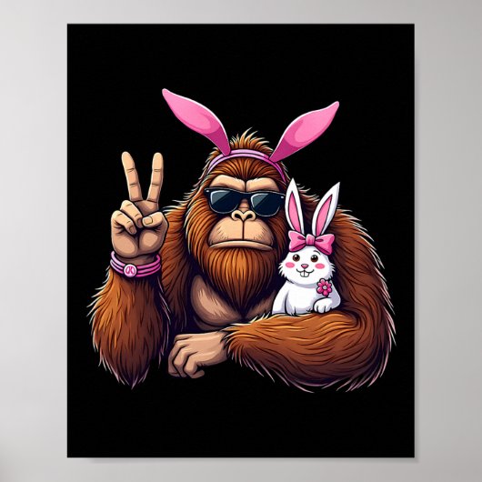 Easter Bigfoot Bunny Funny Easter Day Sasquatch Bo ポスター (正面)