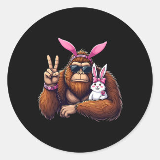 Easter Bigfoot Bunny Funny Easter Day Sasquatch Bo ラウンドシール