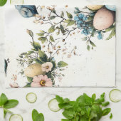 Easter Birds & Pastel Eggs Watercolor Floral キッチンタオル (折り畳み)