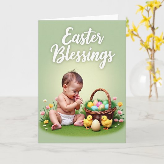 Easter Blessings Baby Spring Card カード (黄色い花)