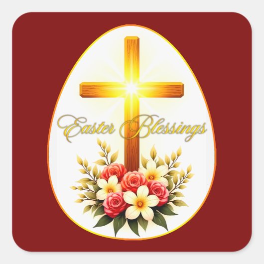 Easter Blessings – Christian Faith Art Autocolante スクエアシール (正面)