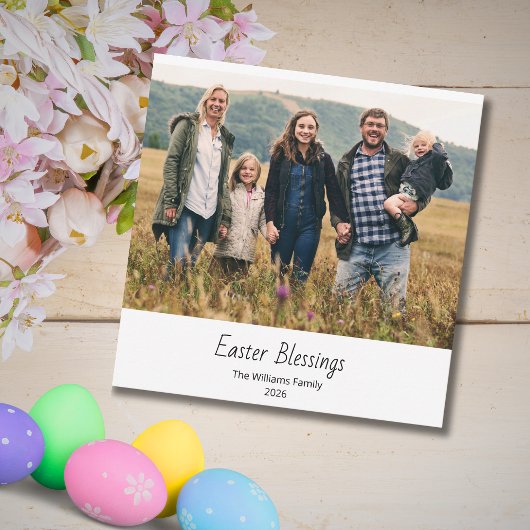 Easter Blessings Christian Family Photo Modern シーズンカード