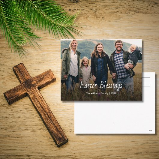 Easter Blessings Christian Family Photo Modern シーズンポストカード