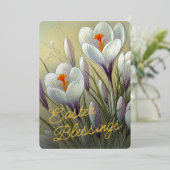 Easter Blessings Crocus Floral Gold Foil Card 箔シーズンカード (立ち正面)