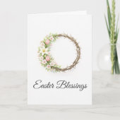 Easter Blessings Crown of Thorns Floral Christian  カード (正面)